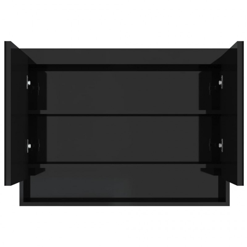 Szafka łazienkowa z lustrem 80x15x60 cm, MDF, czerń z połyskiem