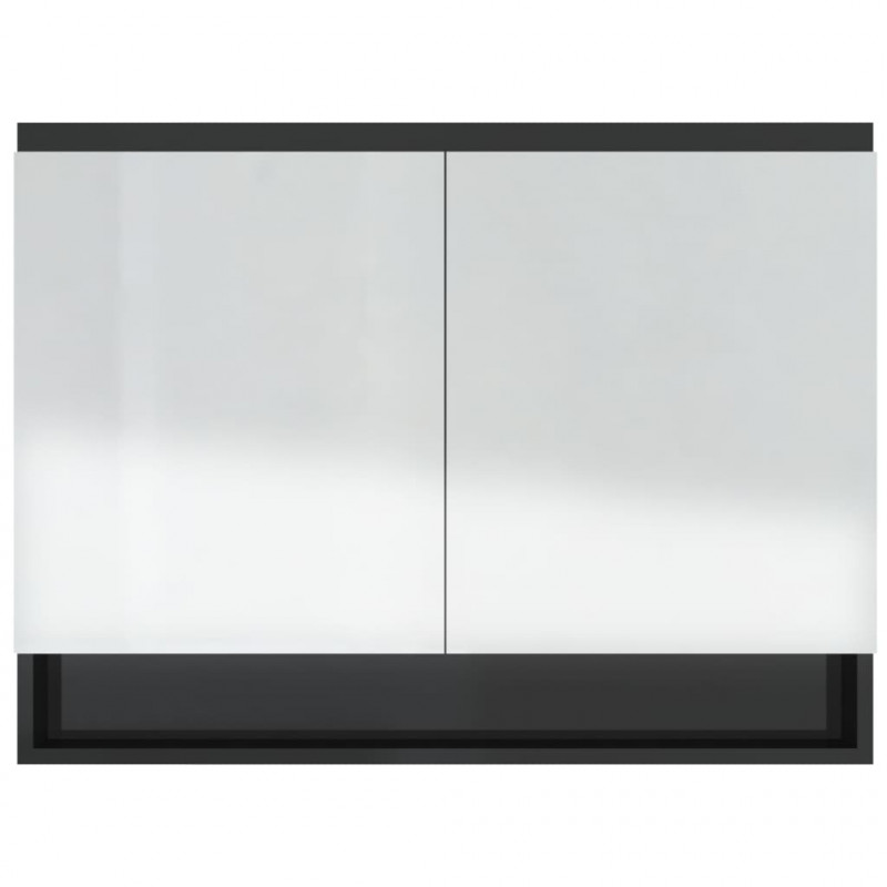 Szafka łazienkowa z lustrem 80x15x60 cm, MDF, czerń z połyskiem