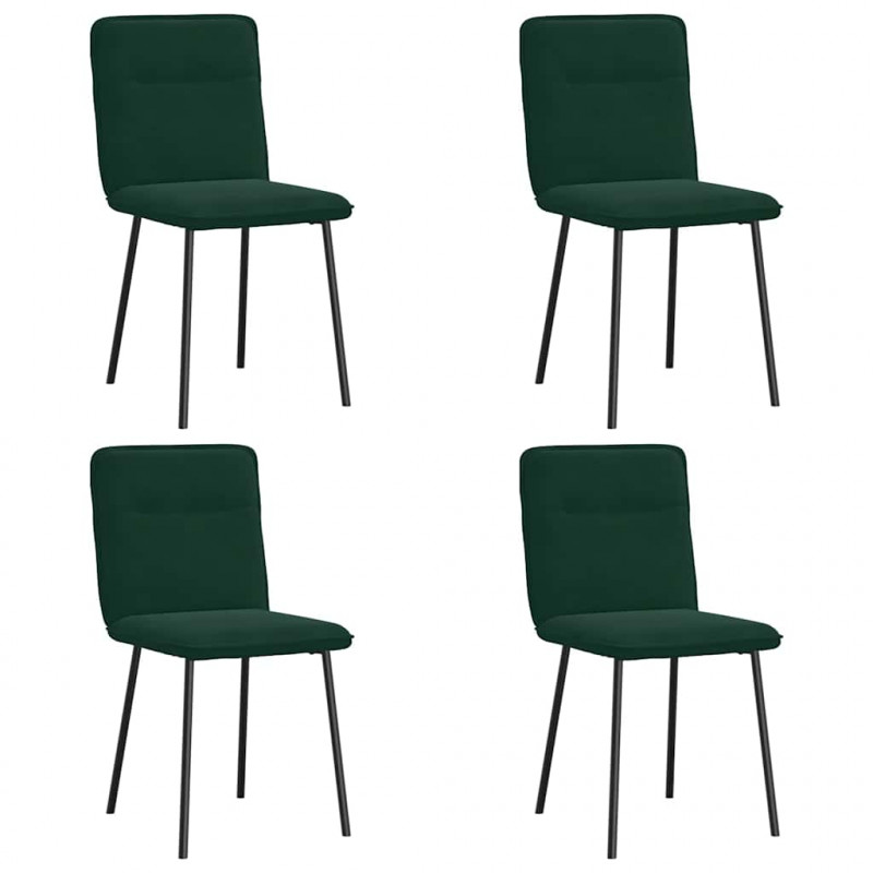 Krzesła stołowe, 4 szt., ciemnozielone, obite aksamitem