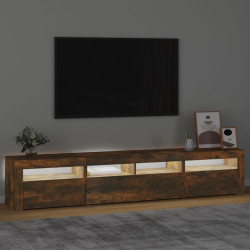 Szafka pod TV z oświetleniem LED, przydymiony dąb, 210x35x40 cm