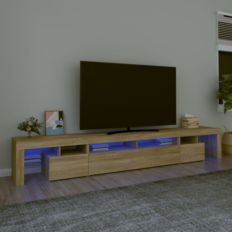 Szafka pod TV z oświetleniem LED, dąb sonoma, 260x36,5x40 cm