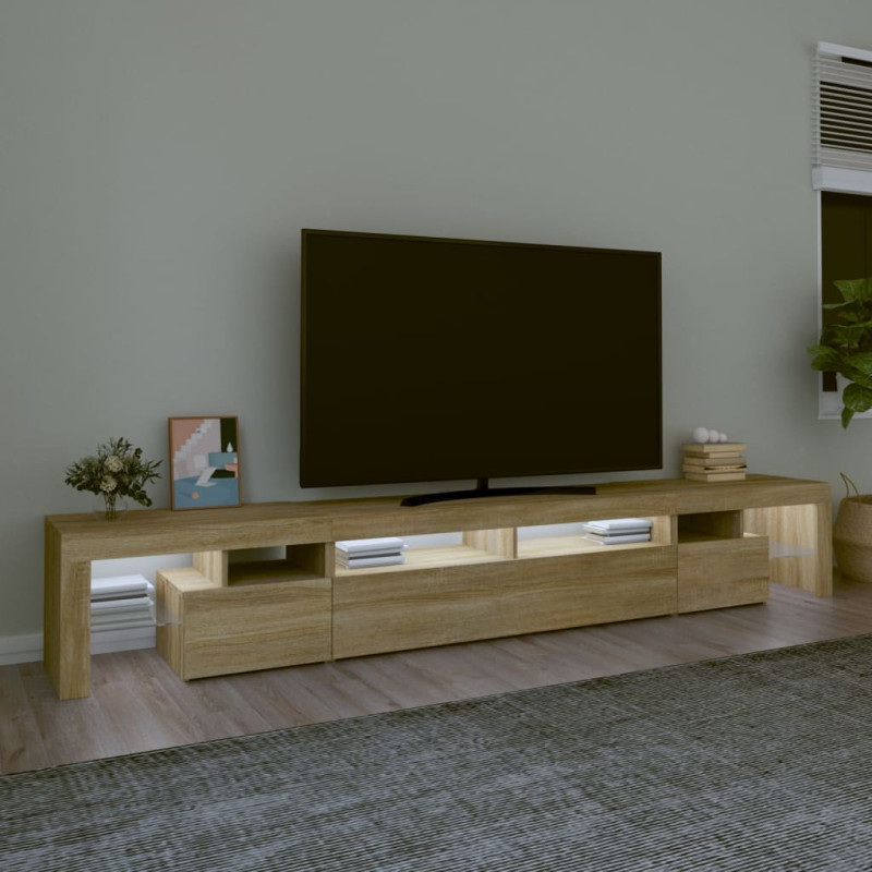 Szafka pod TV z oświetleniem LED, dąb sonoma, 260x36,5x40 cm