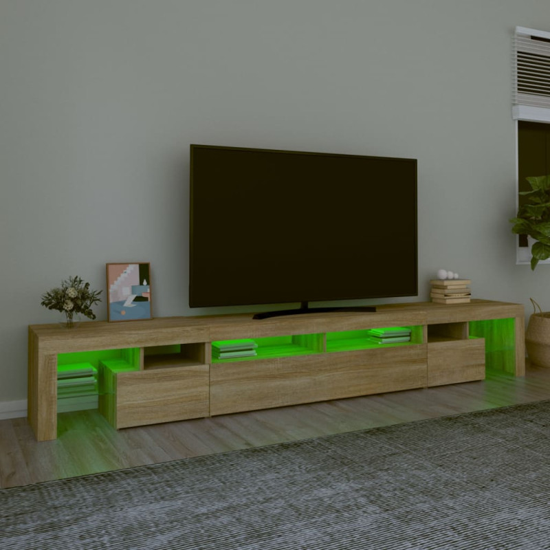 Szafka pod TV z oświetleniem LED, dąb sonoma, 260x36,5x40 cm