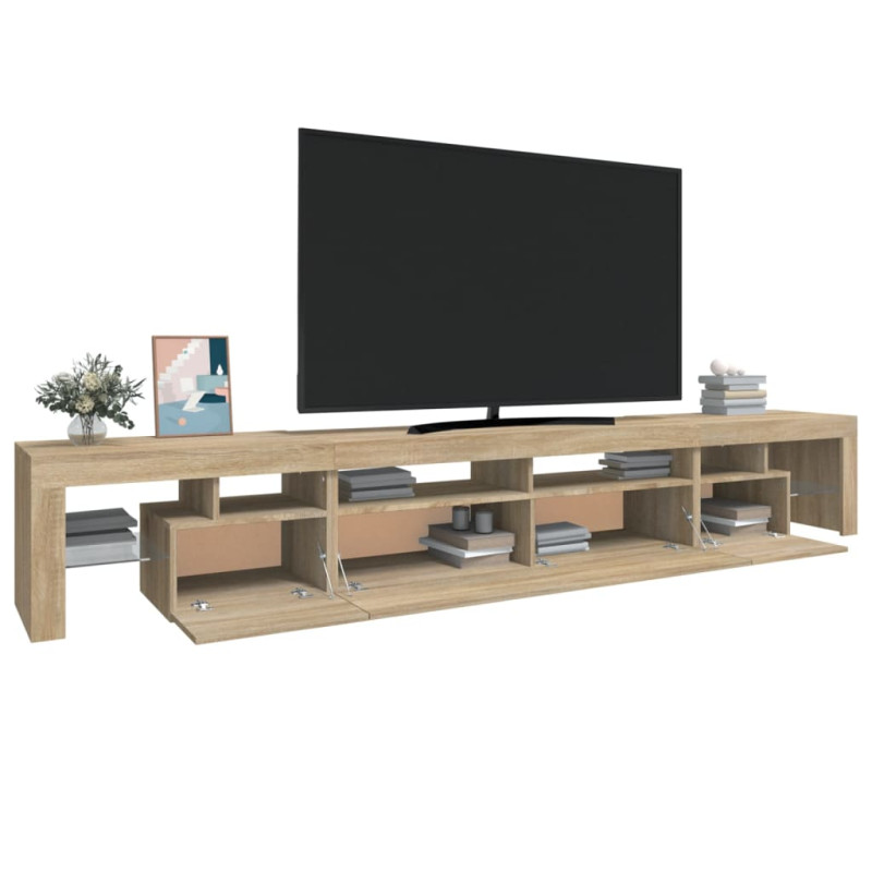 Szafka pod TV z oświetleniem LED, dąb sonoma, 260x36,5x40 cm