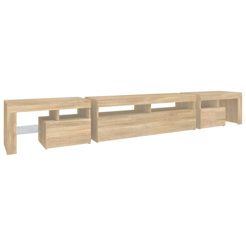 Szafka pod TV z oświetleniem LED, dąb sonoma, 260x36,5x40 cm