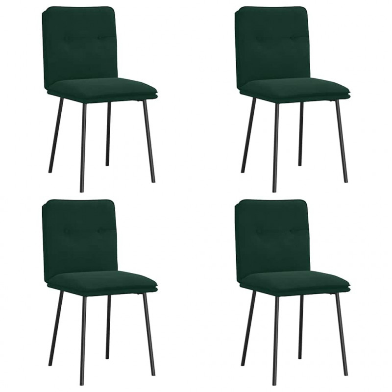 Krzesła stołowe, 4 szt., ciemnozielone, obite aksamitem