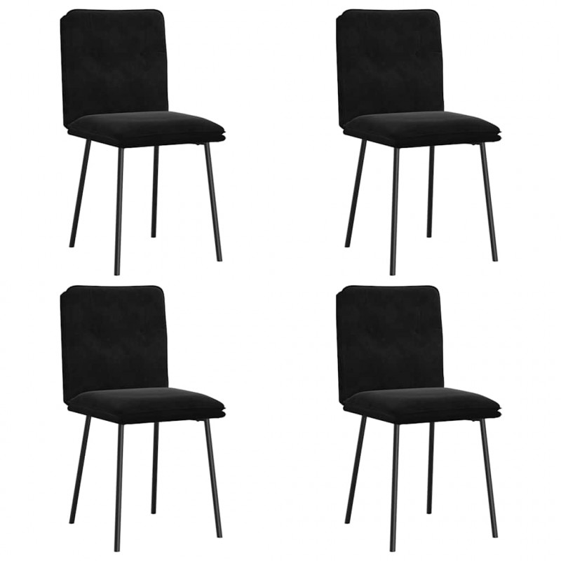Krzesła stołowe, 4 szt., czarne, obite aksamitem