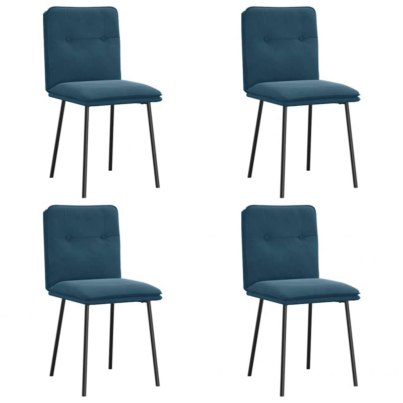 Krzesła stołowe, 4 szt., niebieskie, obite aksamitem