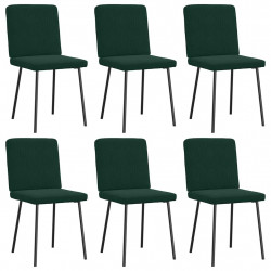 Krzesła stołowe, 6 szt., ciemnozielone, obite aksamitem