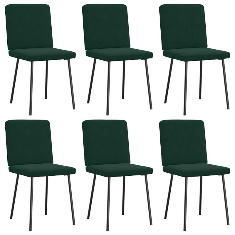 Krzesła stołowe, 6 szt., ciemnozielone, obite aksamitem