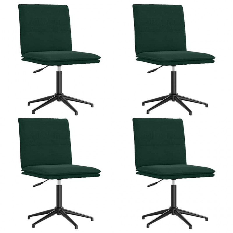 Krzesła stołowe, 4 szt., ciemnozielone, obite aksamitem