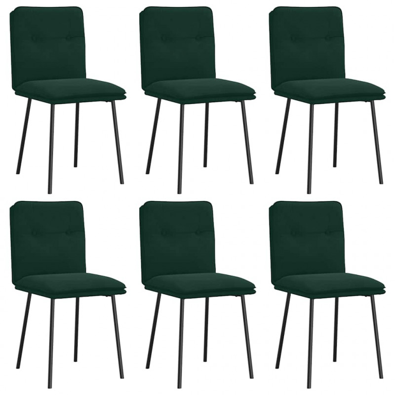 Krzesła stołowe, 6 szt., ciemnozielone, obite aksamitem
