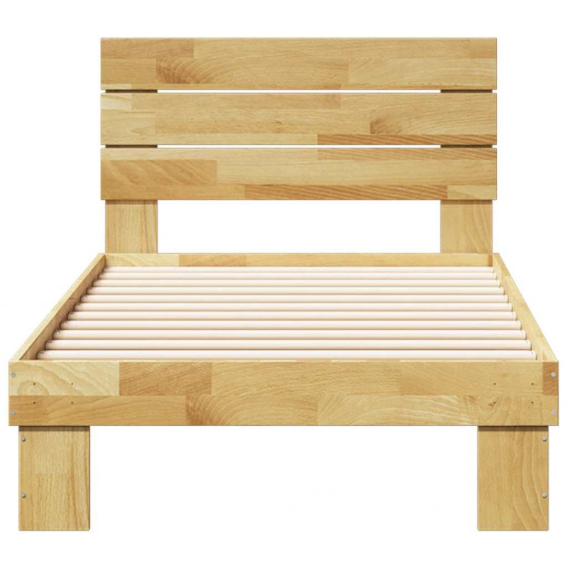 Rama łóżka z zagłówkiem bez materaca 100x200 cm lite drewno dąb