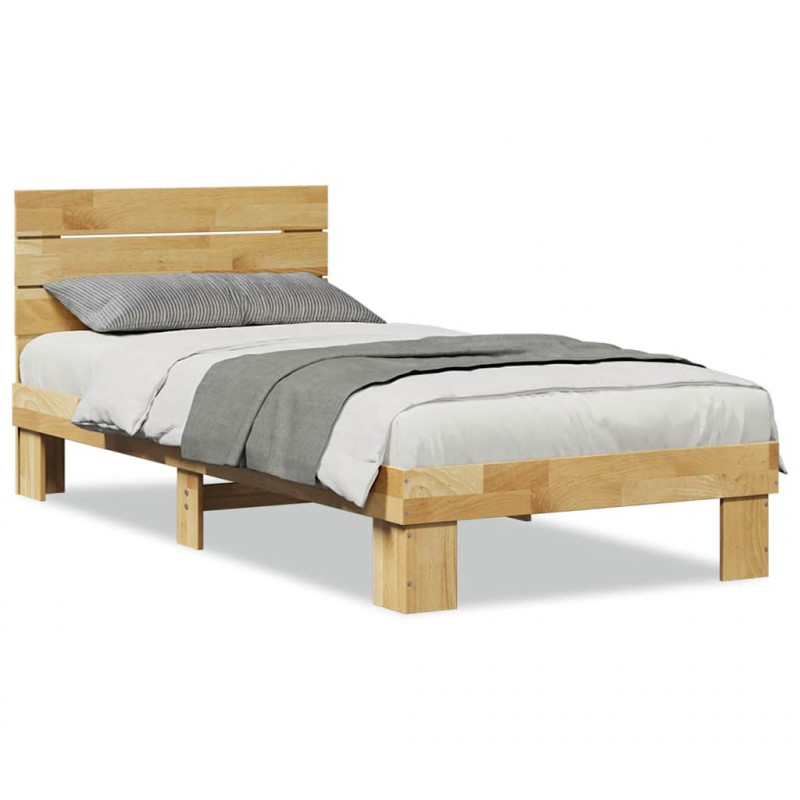 Rama łóżka z zagłówkiem bez materaca 75x190 cm lite drewno dąb