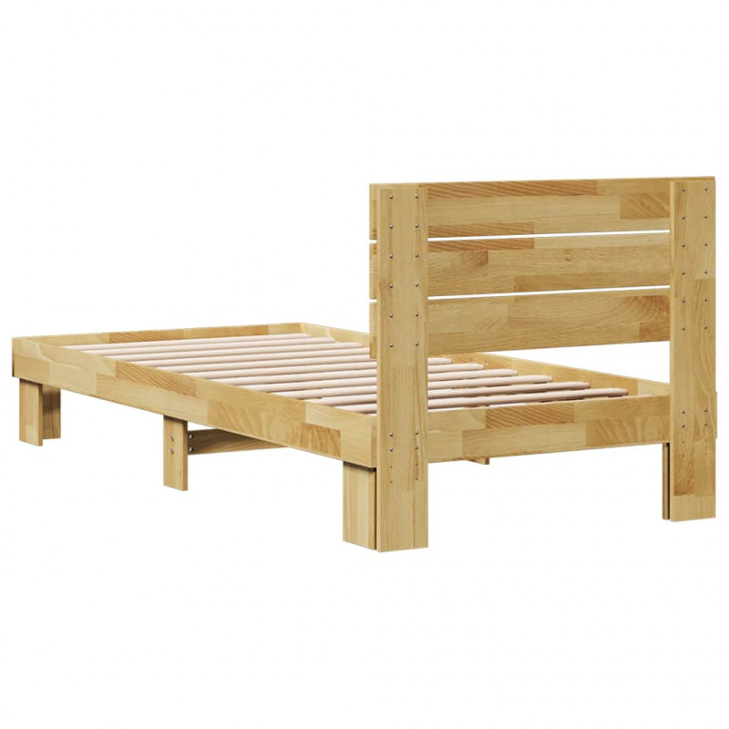 Rama łóżka z zagłówkiem bez materaca 75x190 cm lite drewno dąb