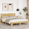 Rama łóżka z zagłówkiem bez materaca 135x190 cm lite drewno dąb
