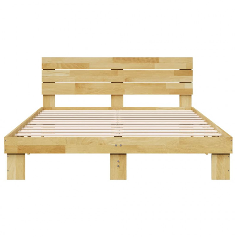 Rama łóżka z zagłówkiem bez materaca 135x190 cm lite drewno dąb