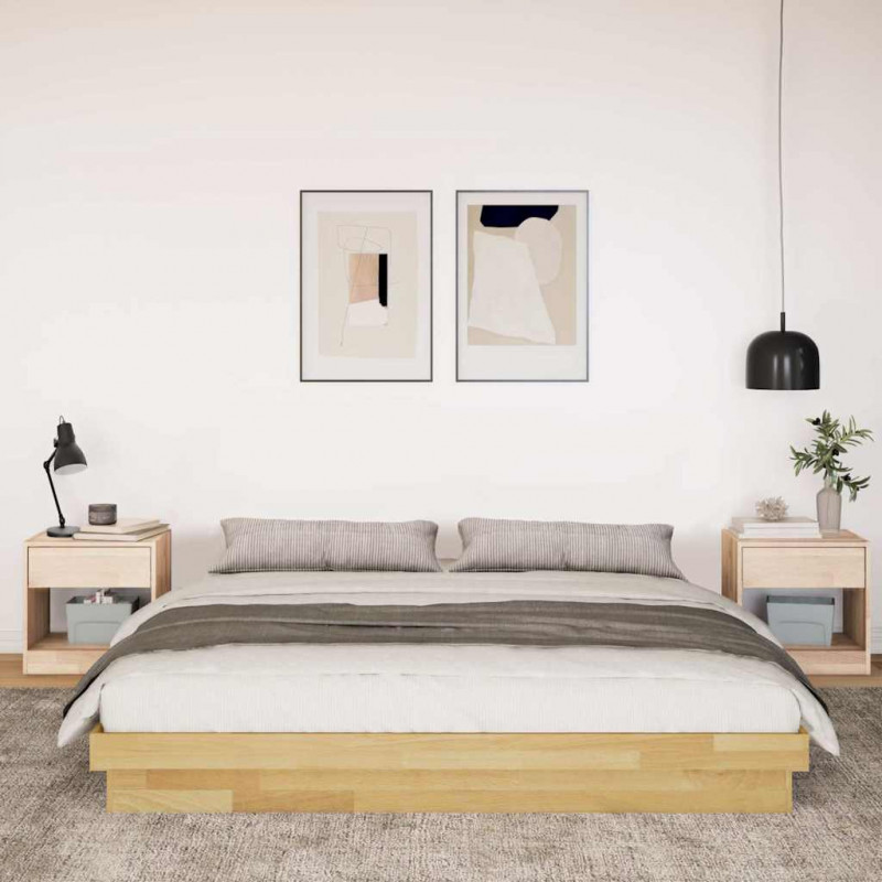 Rama łóżka bez materaca 200x200 cm lite drewno dąb