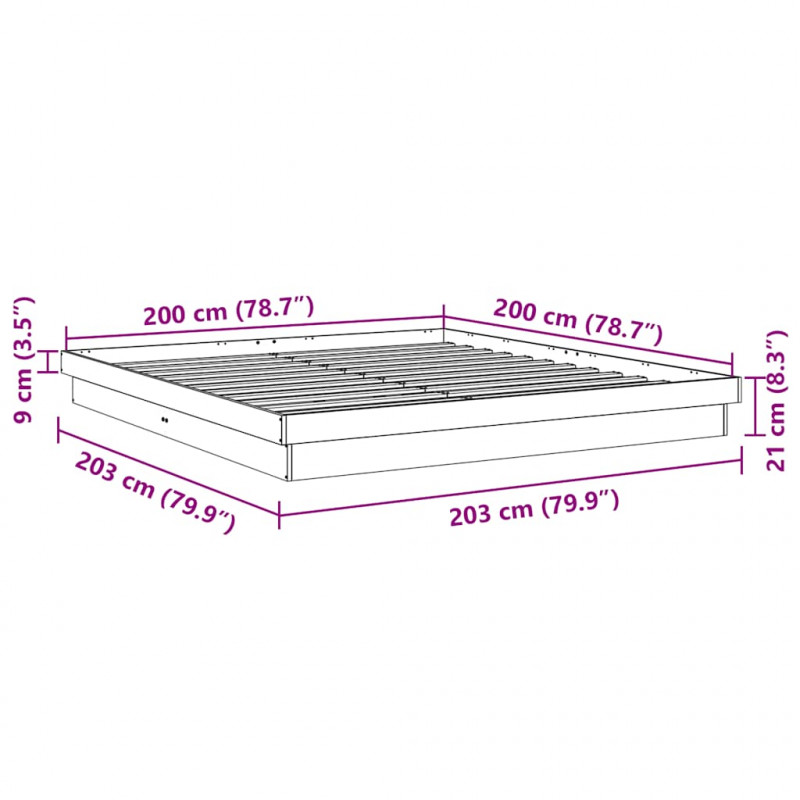 Rama łóżka bez materaca 200x200 cm lite drewno dąb