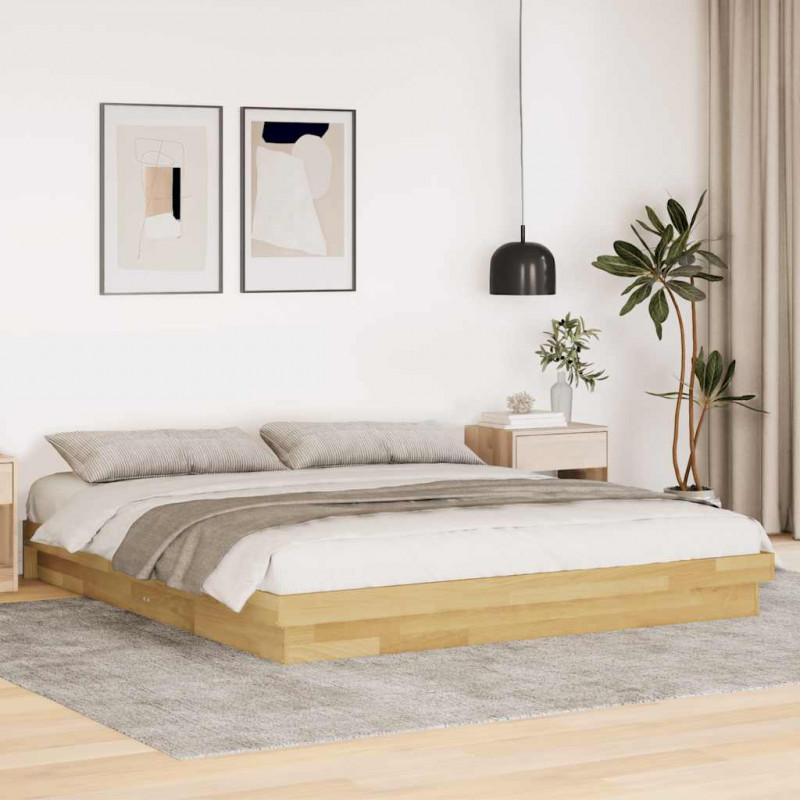 Rama łóżka bez materaca 180x200 cm lite drewno dąb