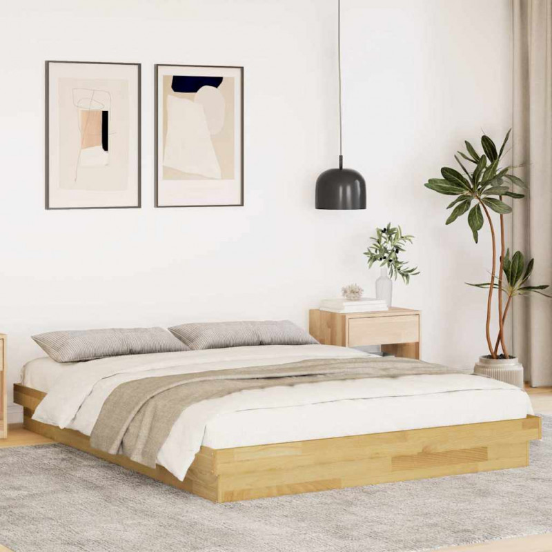 Rama łóżka bez materaca 150x200 cm lite drewno dąb