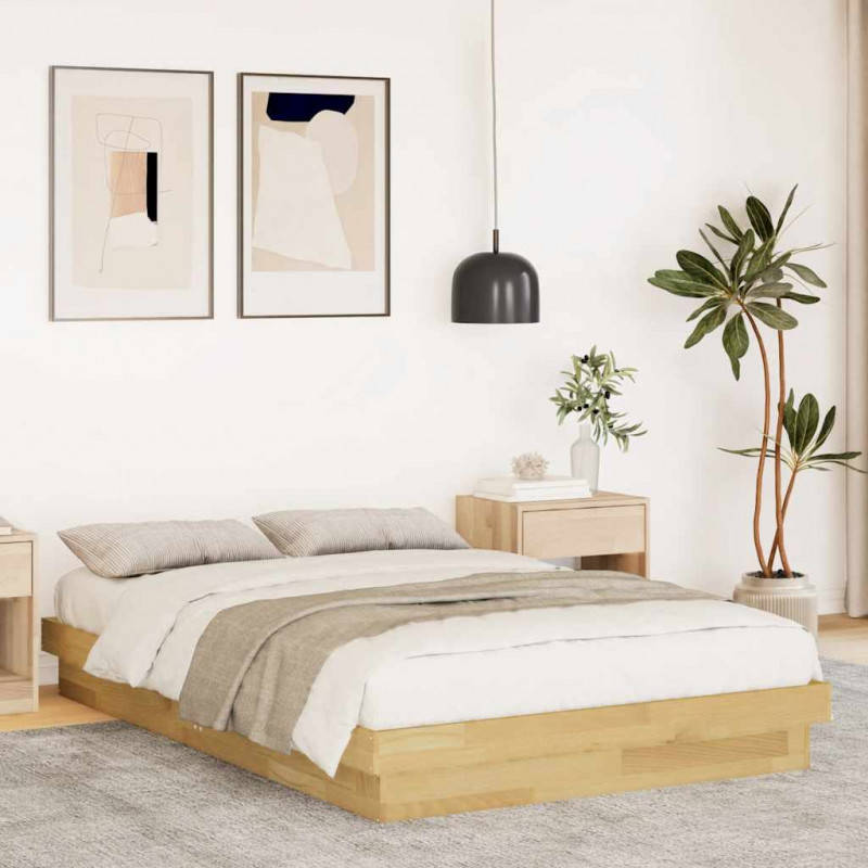 Rama łóżka bez materaca 120x200 cm lite drewno dąb