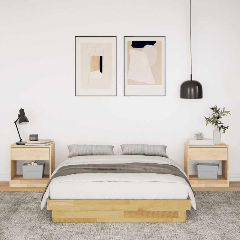 Rama łóżka bez materaca 120x200 cm lite drewno dąb
