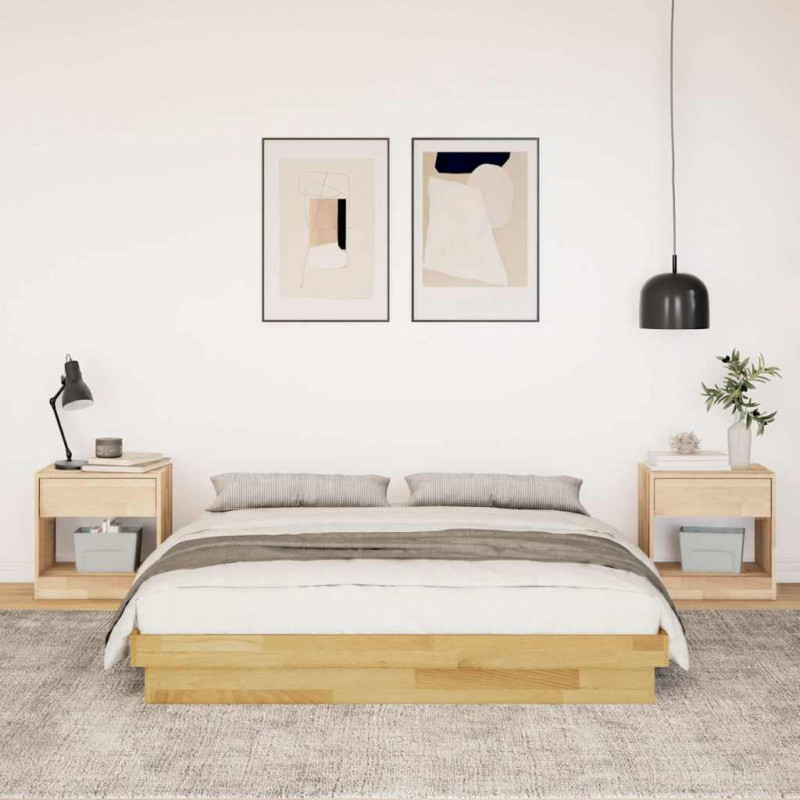Rama łóżka bez materaca 135x190 cm lite drewno dąb