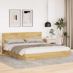 Rama łóżka z zagłówkiem bez materaca 200x200 cm lite drewno dąb