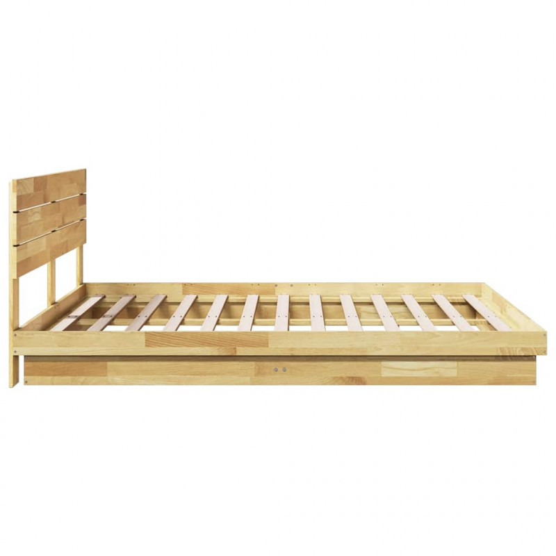 Rama łóżka z zagłówkiem bez materaca 200x200 cm lite drewno dąb