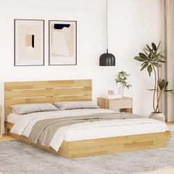 Rama łóżka z zagłówkiem bez materaca 150x200 cm lite drewno dąb