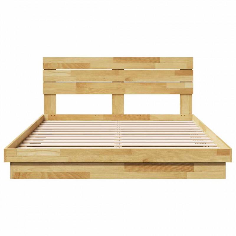 Rama łóżka z zagłówkiem bez materaca 150x200 cm lite drewno dąb