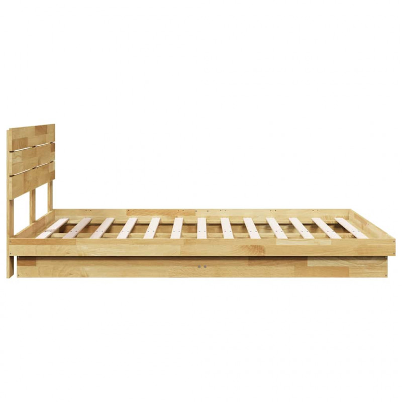 Rama łóżka z zagłówkiem bez materaca 150x200 cm lite drewno dąb