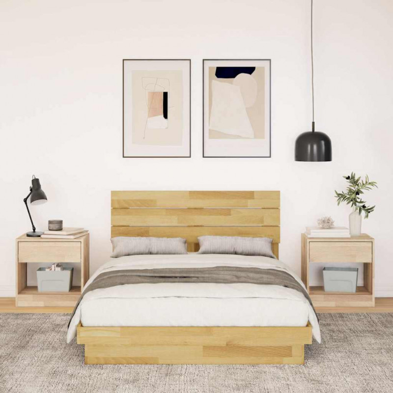 Rama łóżka z zagłówkiem bez materaca 120x200 cm lite drewno dąb