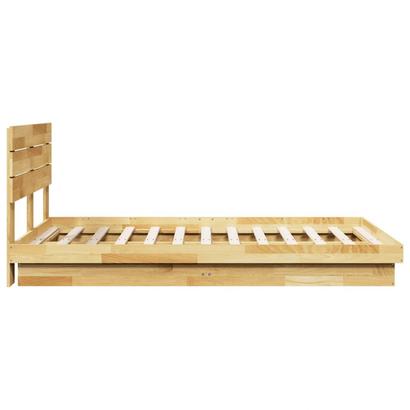 Rama łóżka z zagłówkiem bez materaca 120x200 cm lite drewno dąb