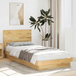 Rama łóżka z zagłówkiem bez materaca 90x190 cm lite drewno dąb