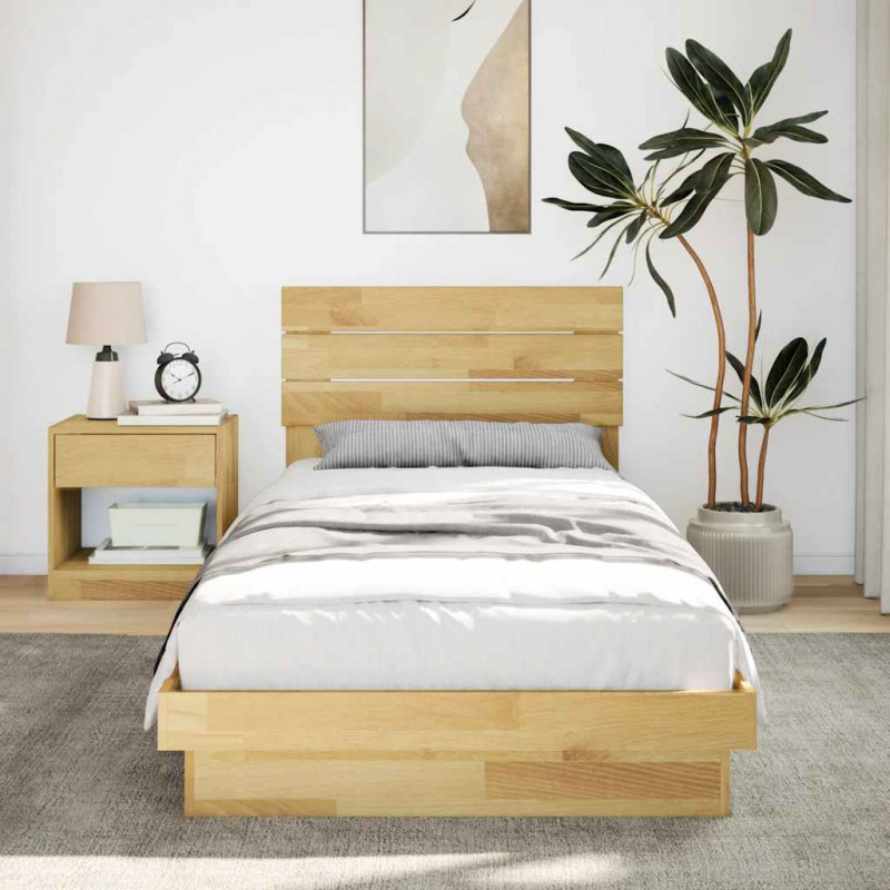 Rama łóżka z zagłówkiem bez materaca 90x190 cm lite drewno dąb