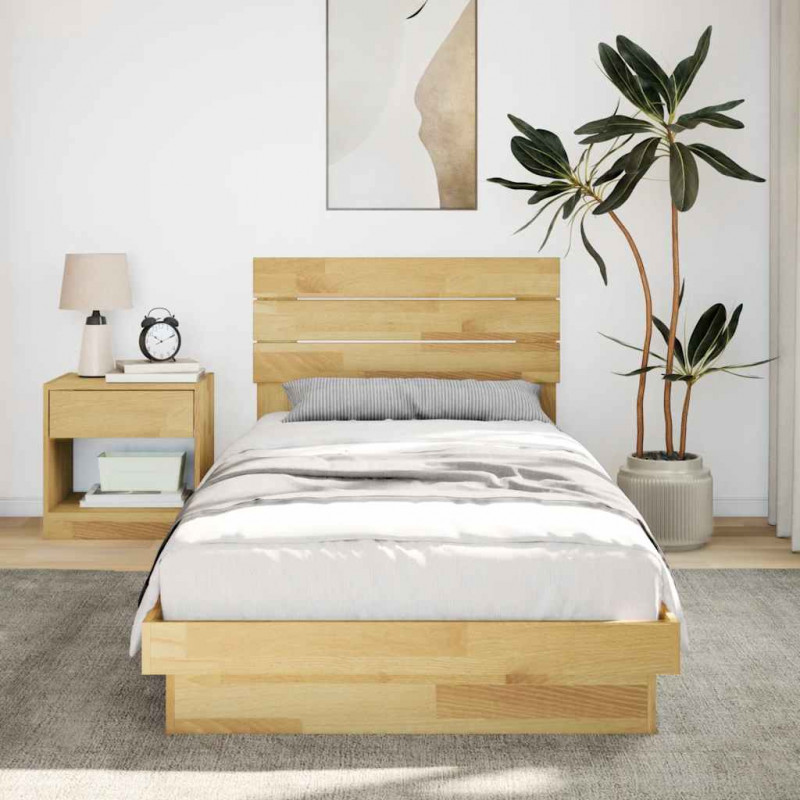 Rama łóżka z zagłówkiem bez materaca 75x190 cm lite drewno dąb