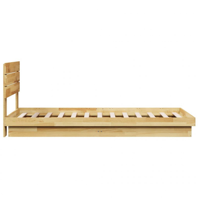 Rama łóżka z zagłówkiem bez materaca 75x190 cm lite drewno dąb