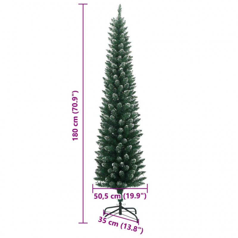 Sztuczna, smukła choinka, 300 lampek LED, 180 cm