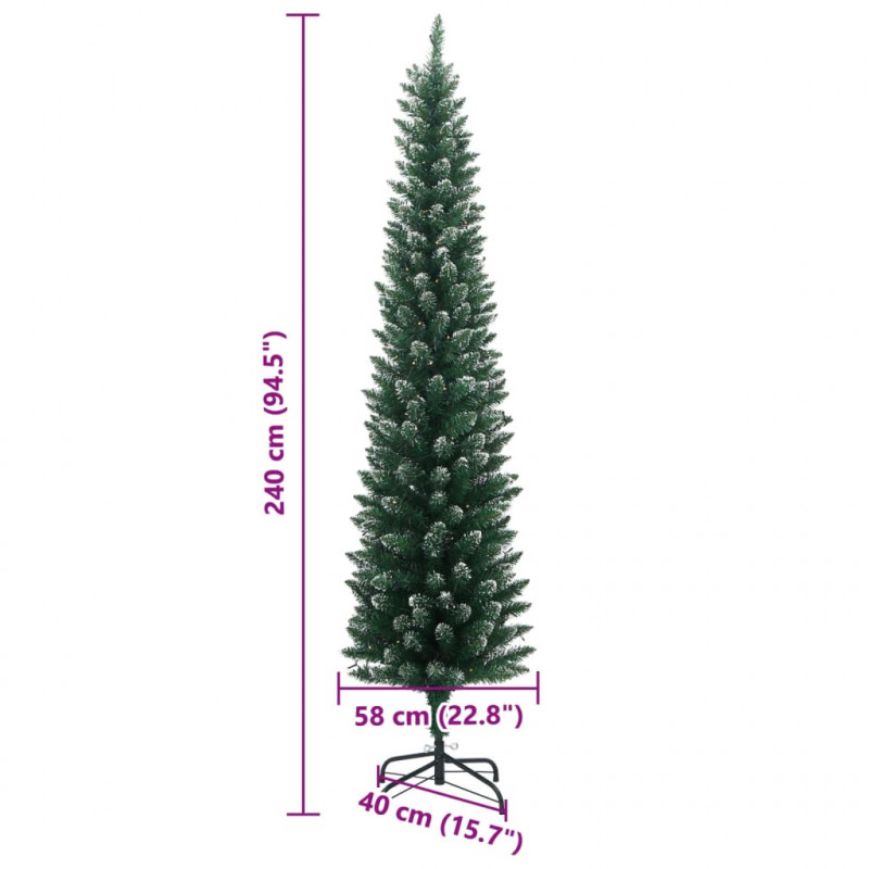 Sztuczna, smukła choinka, 300 lampek LED, 240 cm