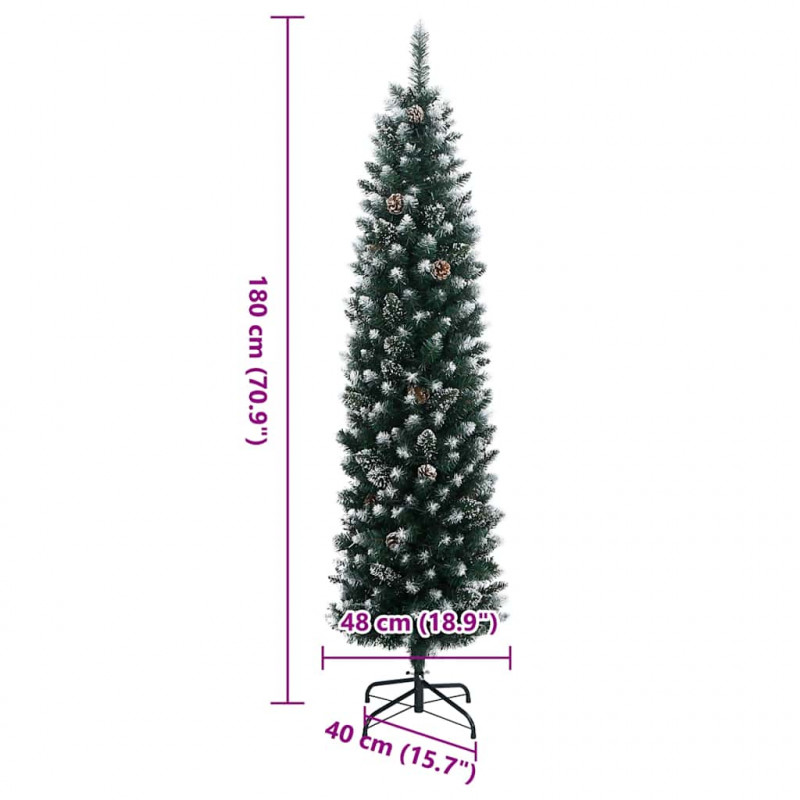 Sztuczna, smukła choinka, 300 lampek LED, 180 cm