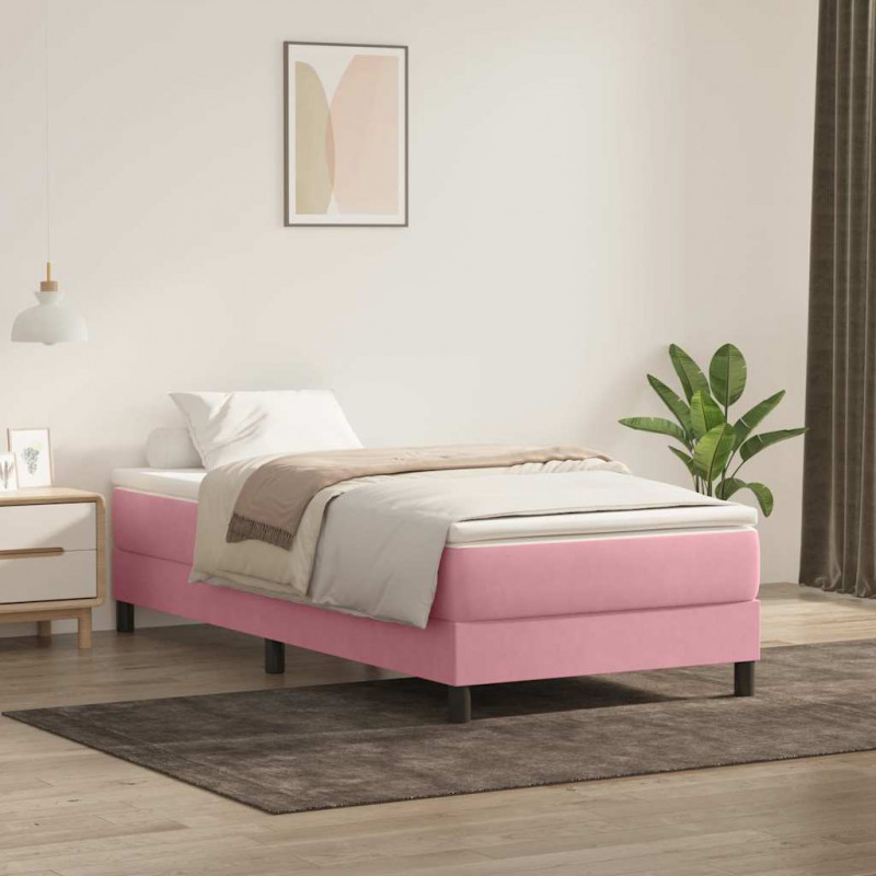 Łóżko Box Spring bez materaca Różowe 90x210 cm Aksamit