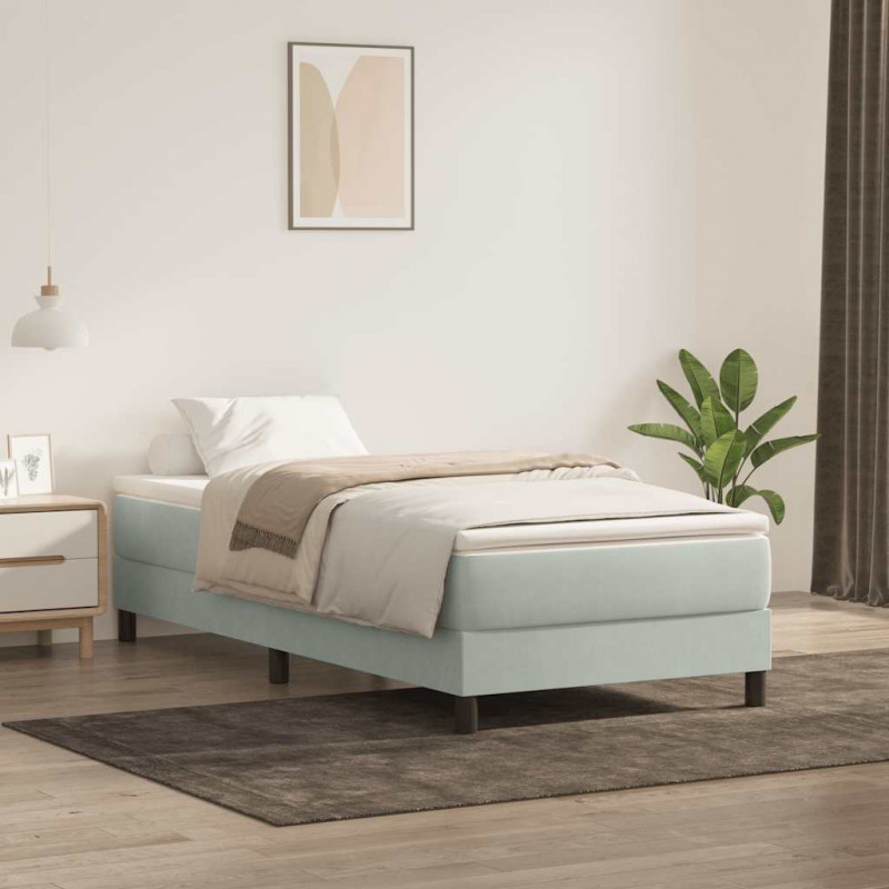 Łóżko Box Spring bez materaca Jasnoszary 100x210 cm Aksamit