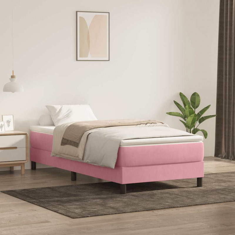 Łóżko Box Spring bez materaca Różowe 100x210 cm Aksamit