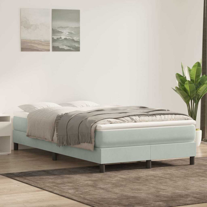 Łóżko Box Spring bez materaca Jasnoszary 120x210 cm Aksamit