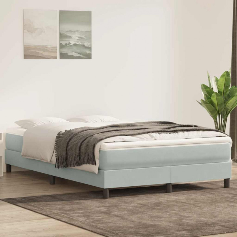 Łóżko Box Spring bez materaca Jasnoszary 140x210 cm Aksamit