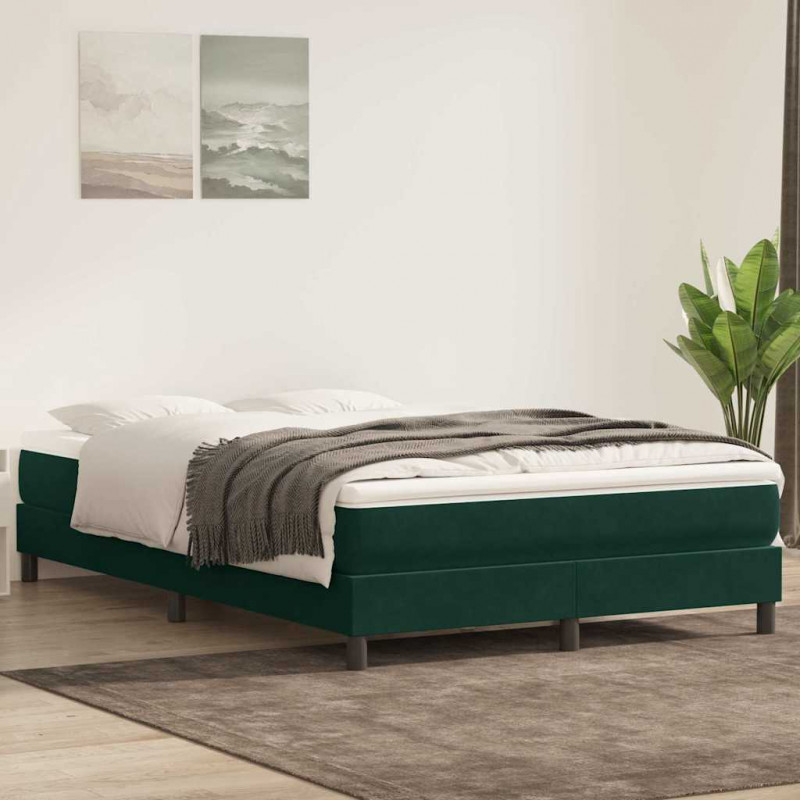 Łóżko typu Box Spring bez materaca Ciemnozielone 140x210 cm