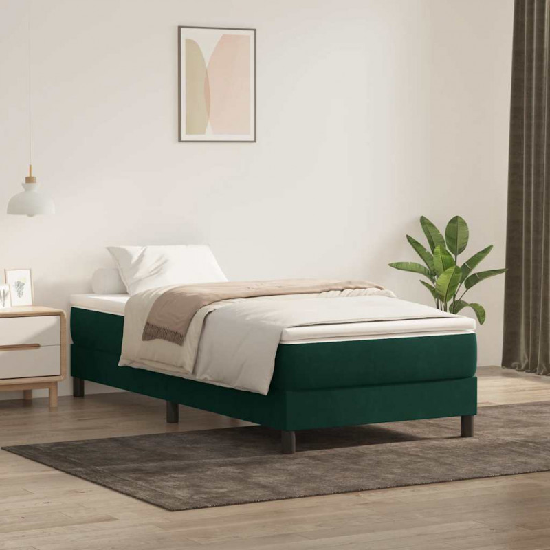 Łóżko typu Box Spring bez materaca Ciemnozielone 80x220 cm