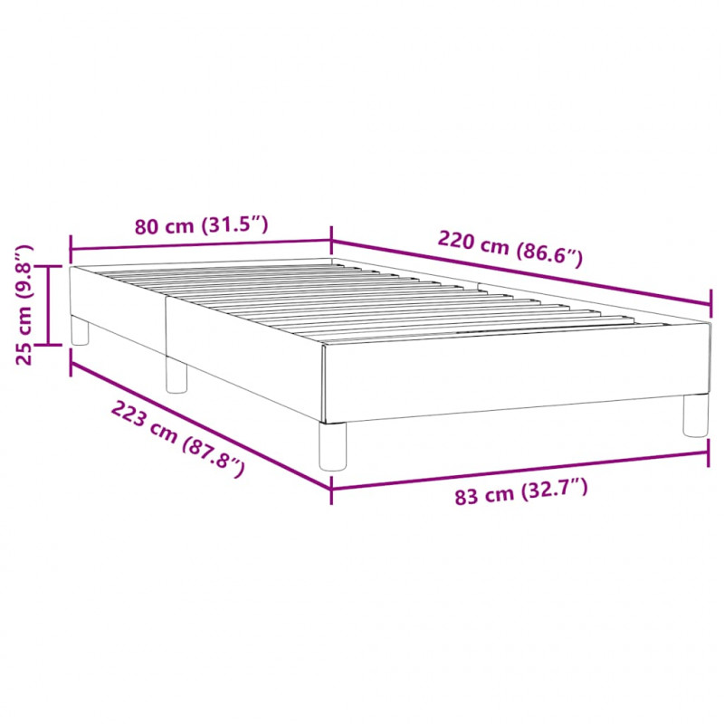 Łóżko typu Box Spring bez materaca Ciemnoniebieskie 80x220 cm